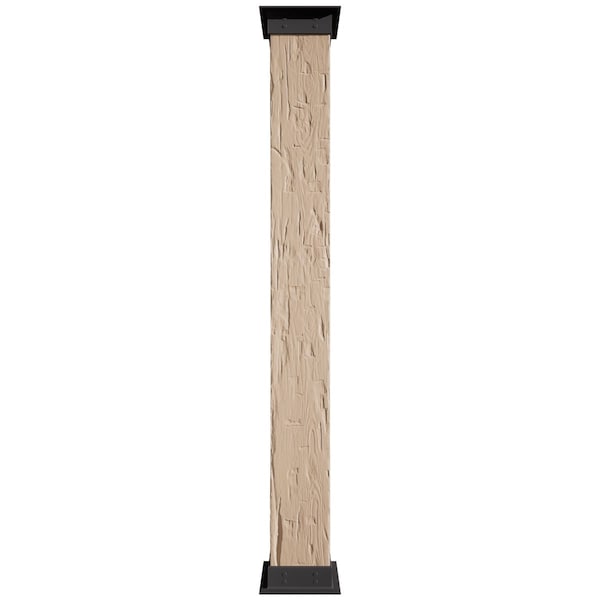 Knotty Pine Faux Wood Non-Tapered Square Column Wrap W/ Standard Capital & Base, 8W X 6'H